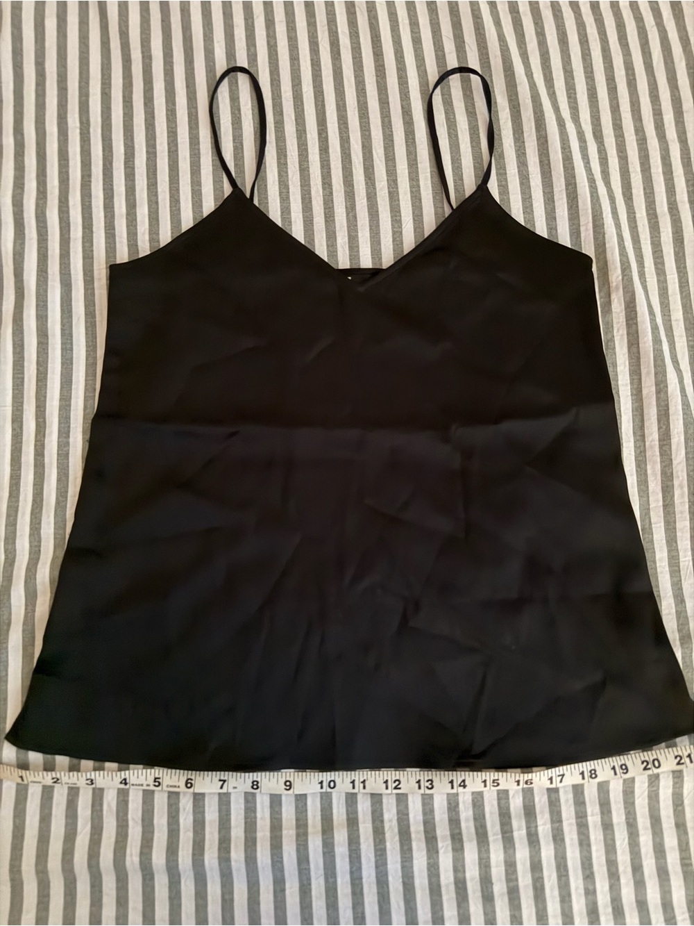 Uniqlo Black Spaghetti-Strap V-Neck Satin Camisole